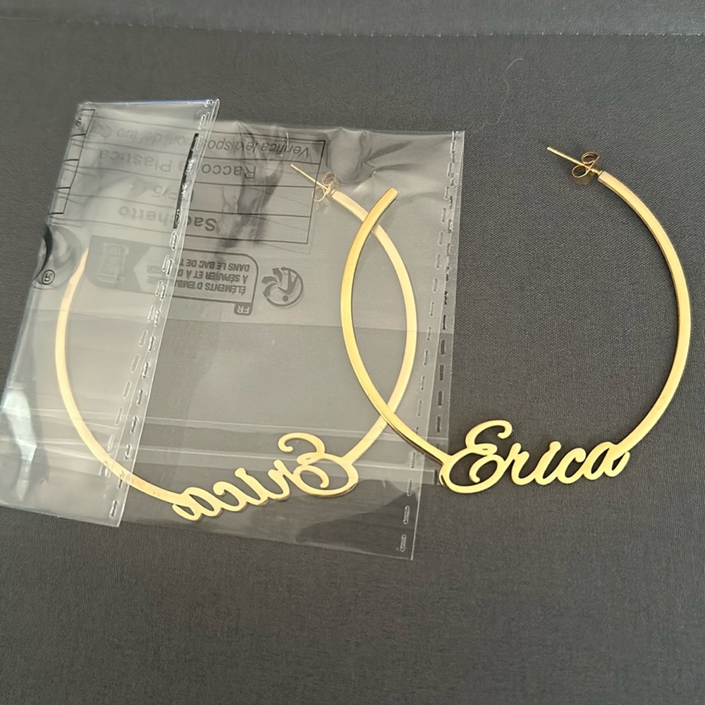 Personalized gold plated earrings. (Erica)